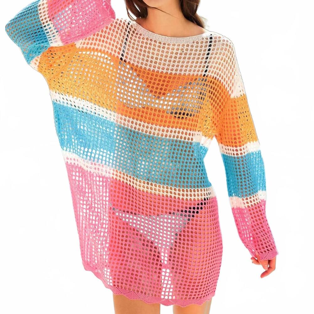 NEW SHIRALEAH vera crochet cover up in multi